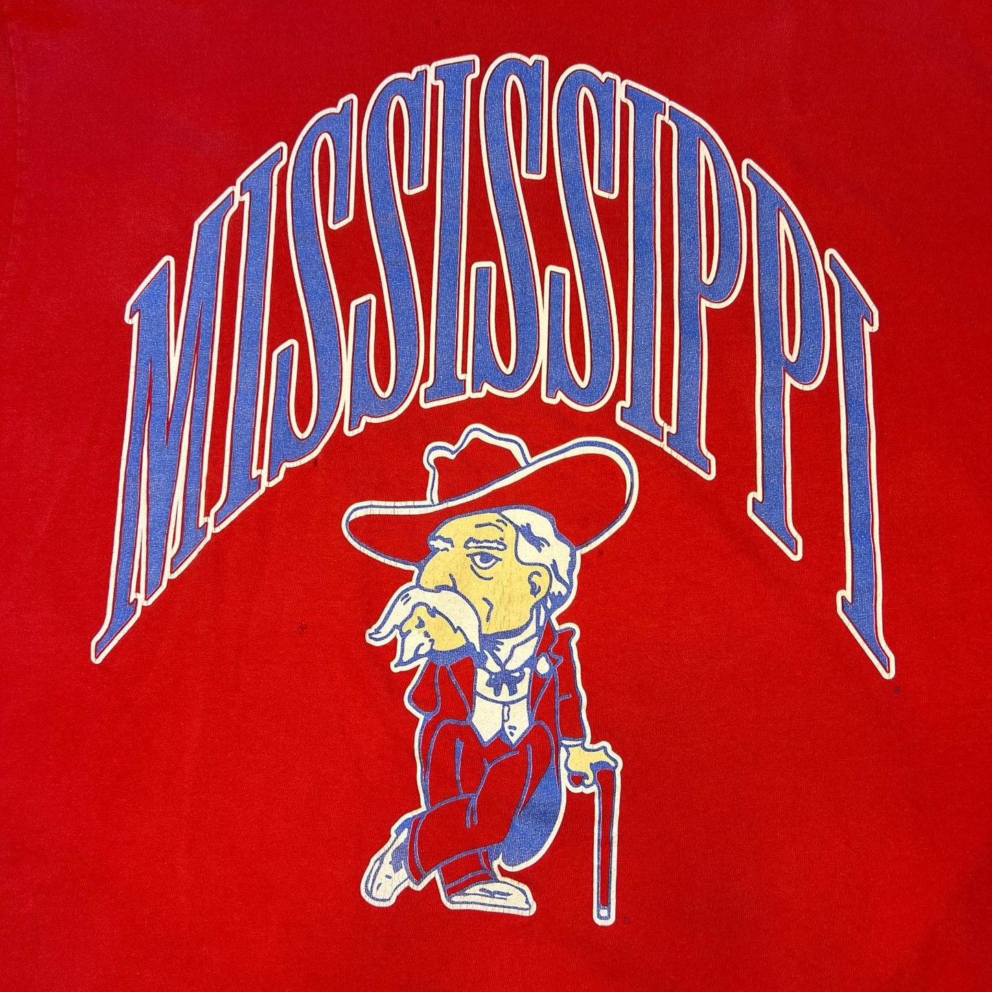 Vintage Ole Miss Rebels Football T-Shirt | XL Heavyweight Hanes Red College Tee