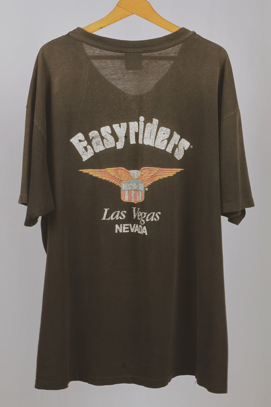 Vintage Easy Riders Las Vegas Biker Tee: Faded Black Hanes Beefy XXL