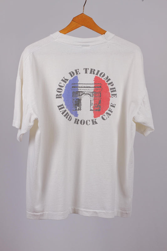 Vintage 90s Hard Rock Cafe Paris T-Shirt XL White Rare