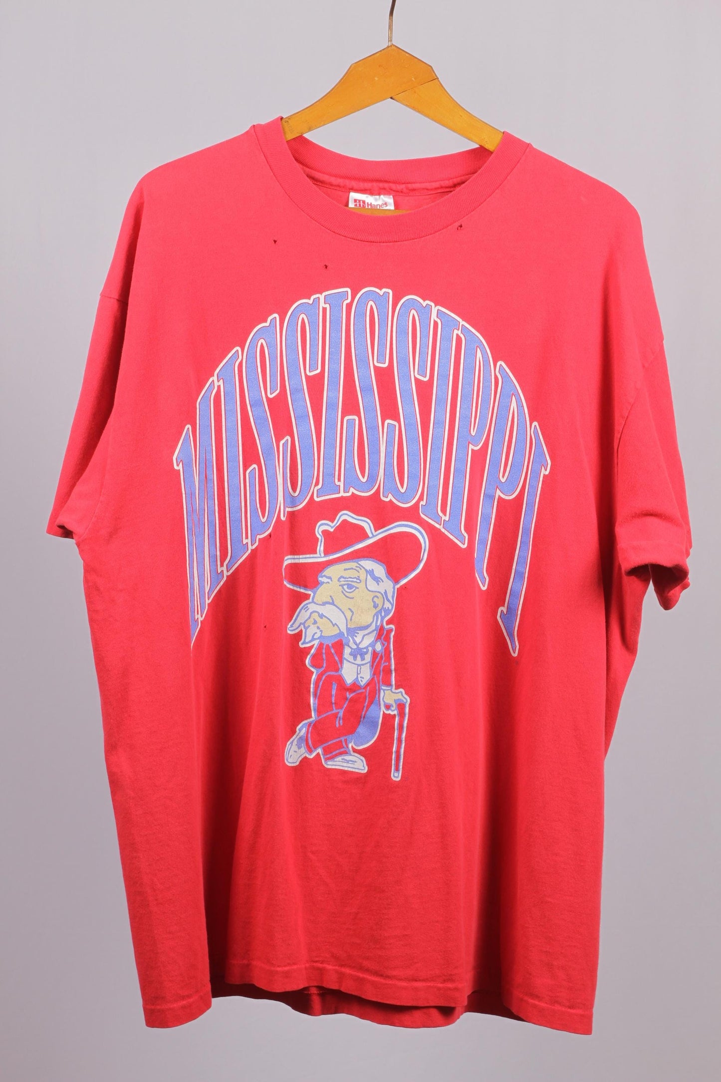 Vintage Ole Miss Rebels Football T-Shirt | XL Heavyweight Hanes Red College Tee