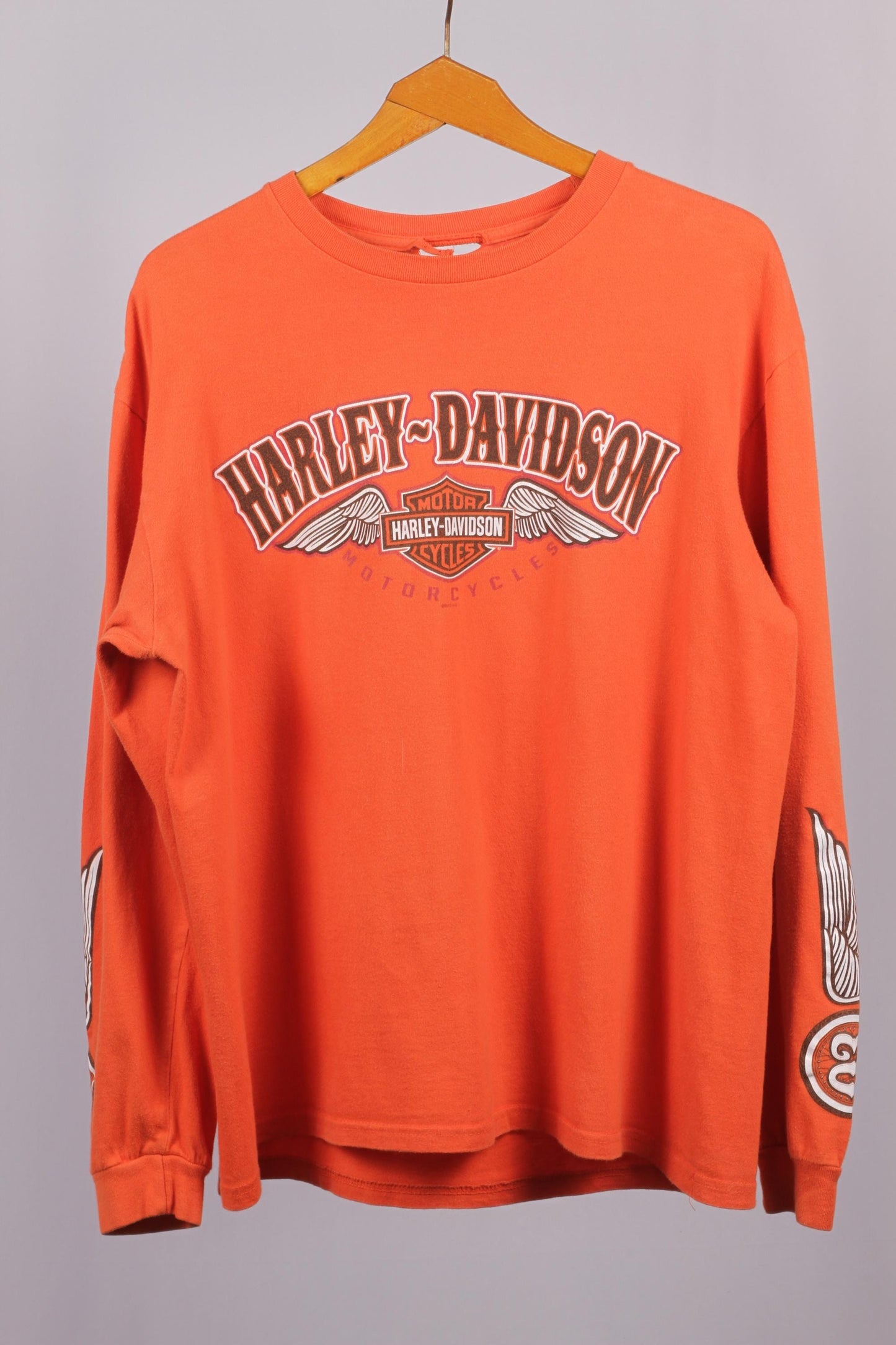 Harley-Davidson Long Sleeve T-Shirt Orange Rare Halifax Nova Scotia Vintage L