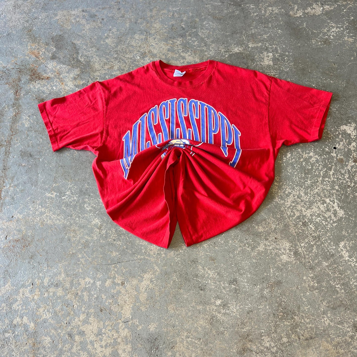 Vintage Ole Miss Rebels Football T-Shirt | XL Heavyweight Hanes Red College Tee