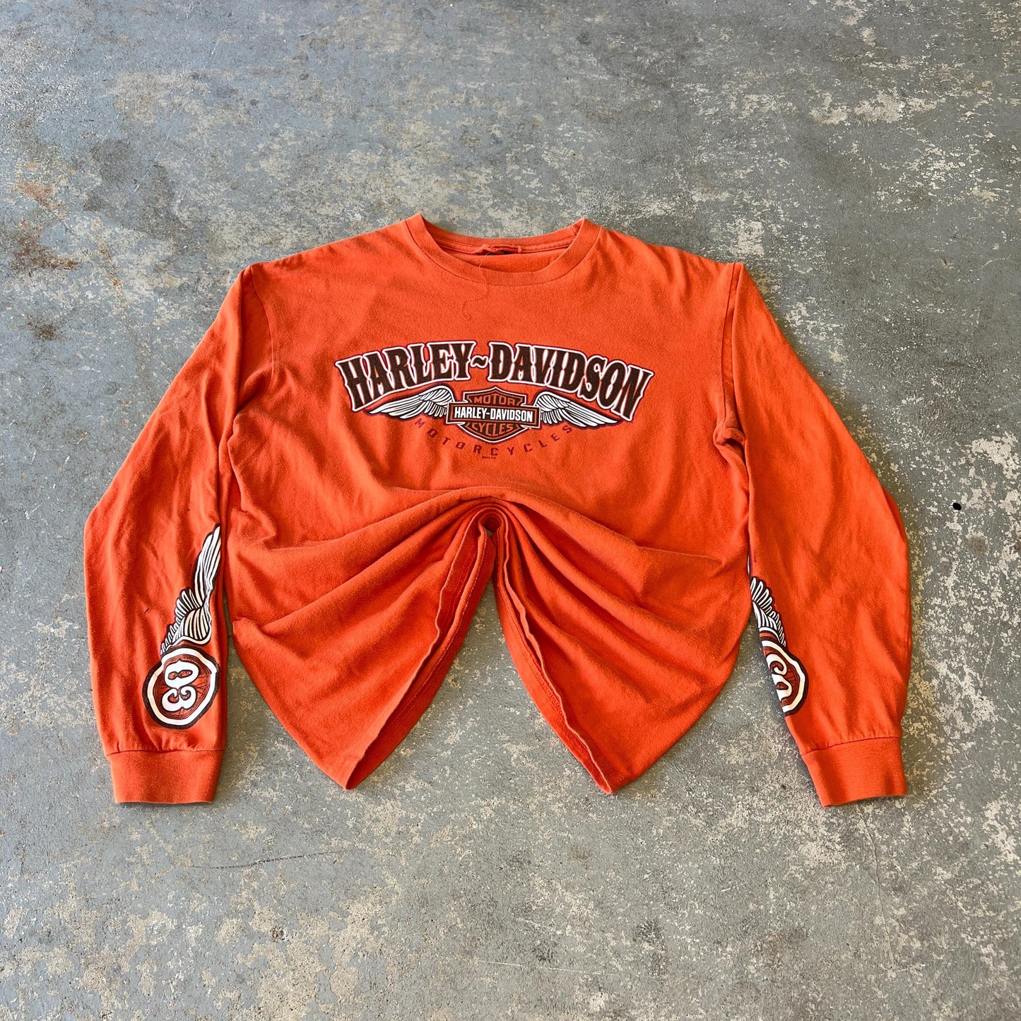 Harley-Davidson Long Sleeve T-Shirt Orange Rare Halifax Nova Scotia Vintage L