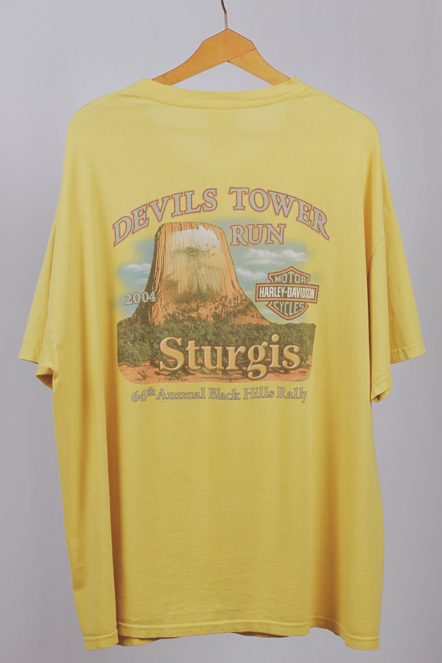 Vintage Harley Davidson Sturgis Rally T-Shirt | 64th Anniversary Yellow 2XL Biker Tee