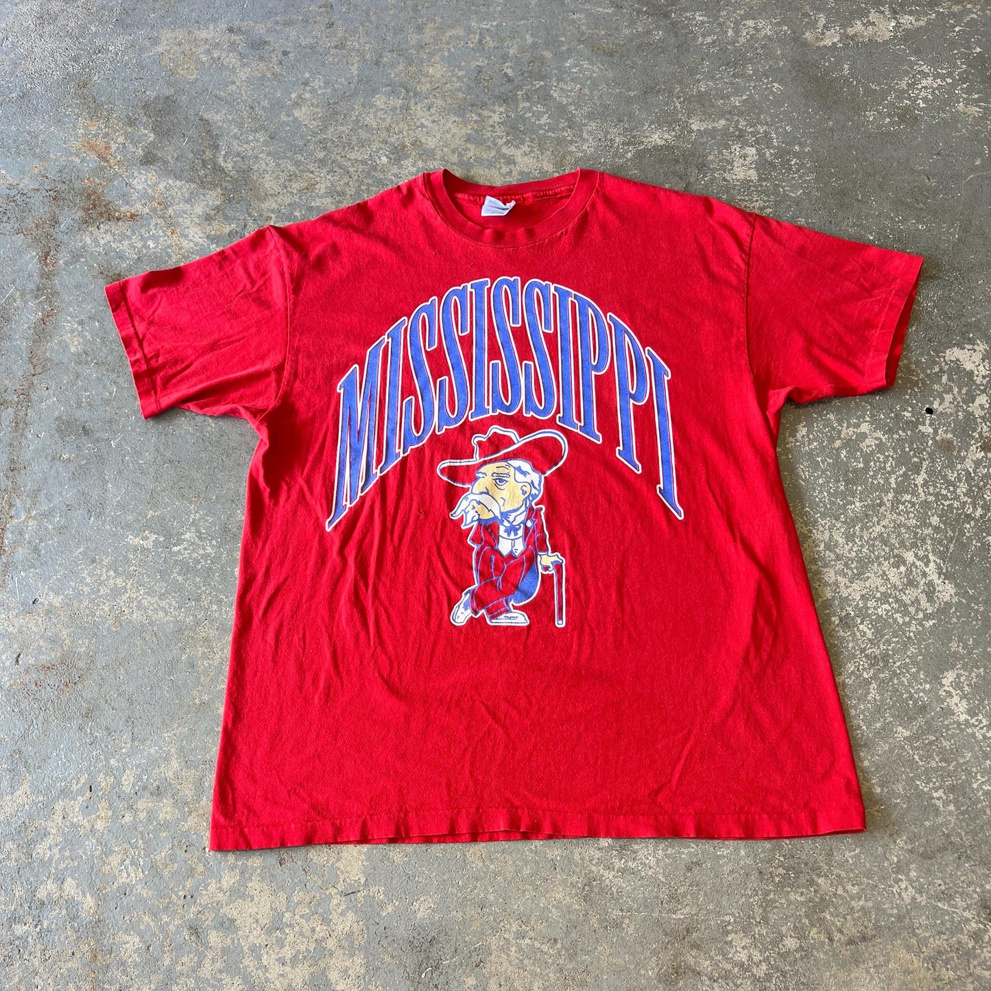 Vintage Ole Miss Rebels Football T-Shirt | XL Heavyweight Hanes Red College Tee
