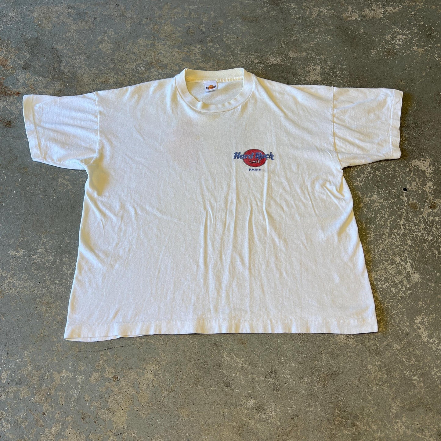 Vintage 90s Hard Rock Cafe Paris T-Shirt XL White Rare