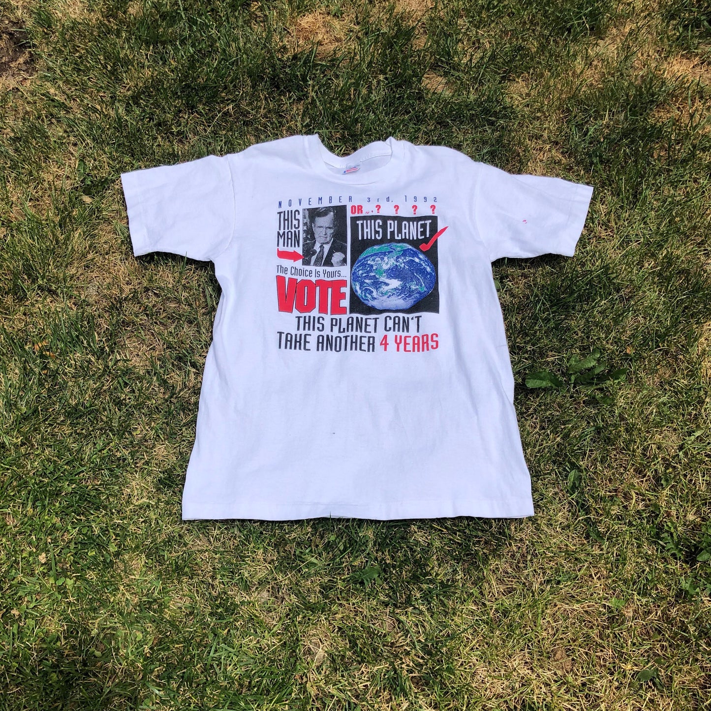 90s Vintage 1992 George W. H. Bush GLOBAL WARMING T-Shirt