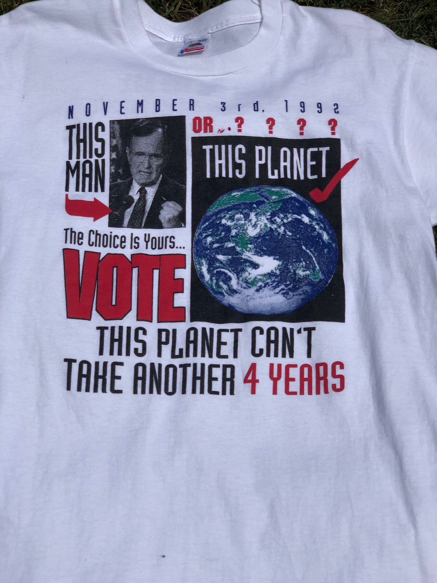 90s Vintage 1992 George W. H. Bush GLOBAL WARMING T-Shirt
